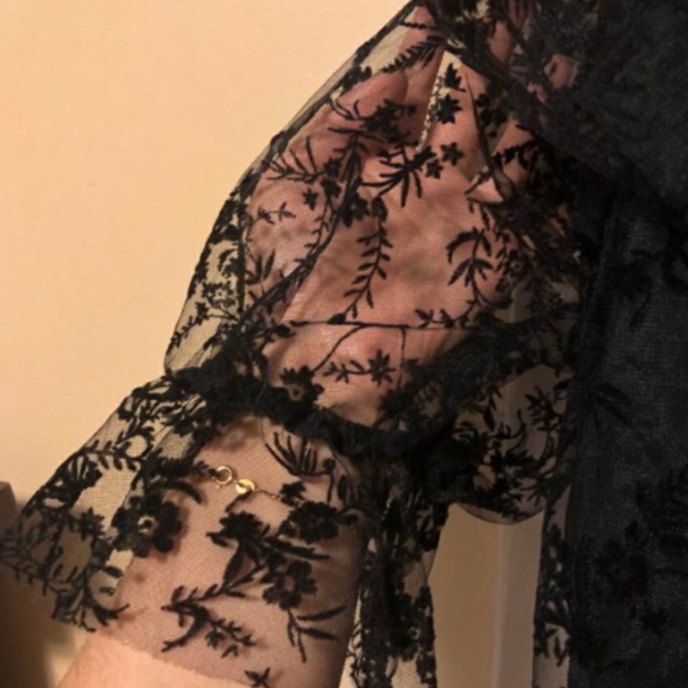 Zara Ruffled Tulle Floral Blouse - Picture 11 of 12
